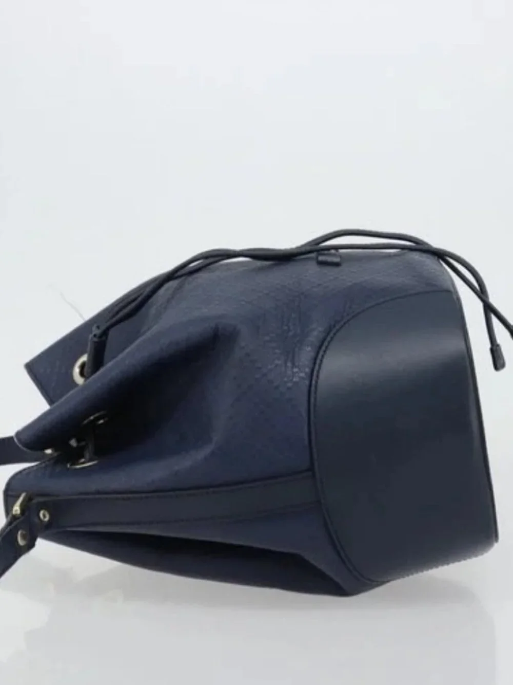 GUCCI Diamante Shoulder Bag Leather Navy Silver 354228 Auth 181216